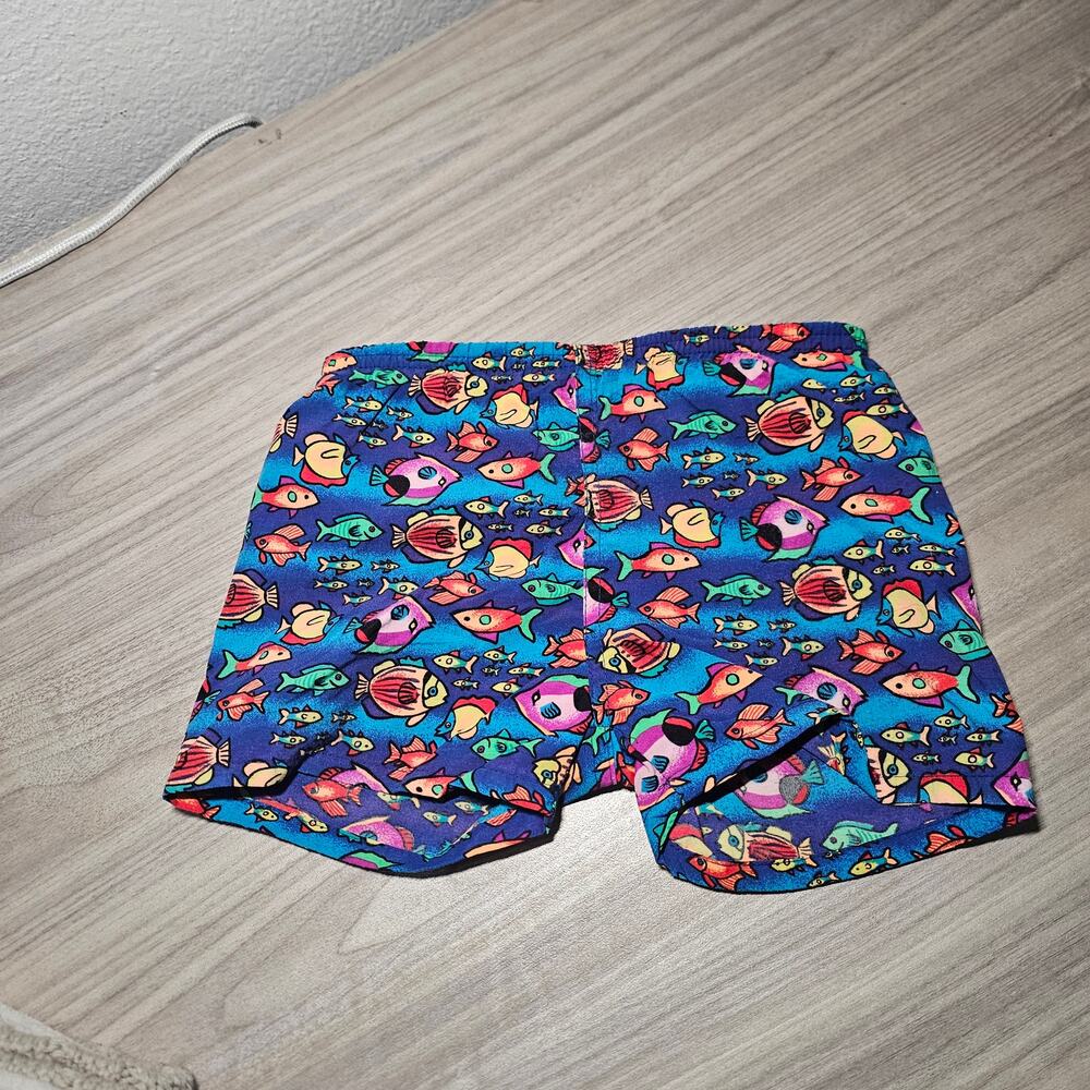 Baby B'Gosh Vintage Swim Trunks Fun Fish Print Pattern Blue 80s 90s